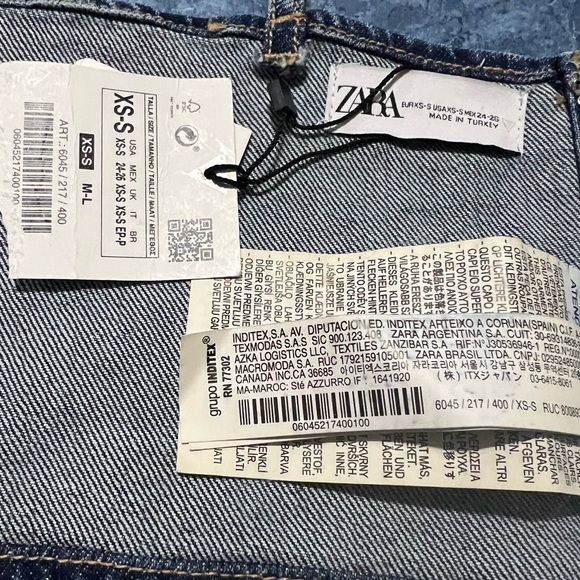 ZARA RHINESTONE DENIM CROP TOP SIZE XS/S - Picture 6 of 7